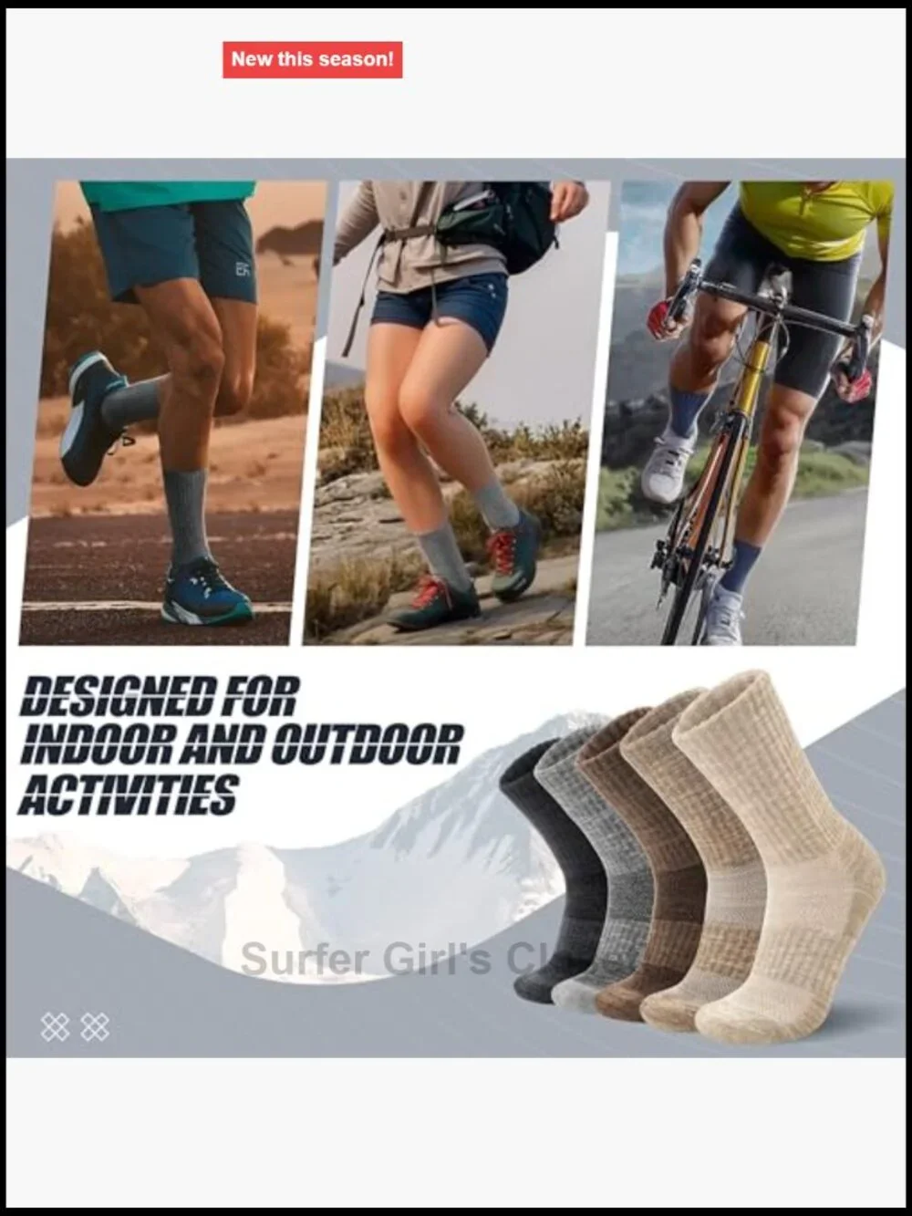 Unisex Merino Wool Hiking Socks 5 Pairs Thermal Thick Cushion Crew